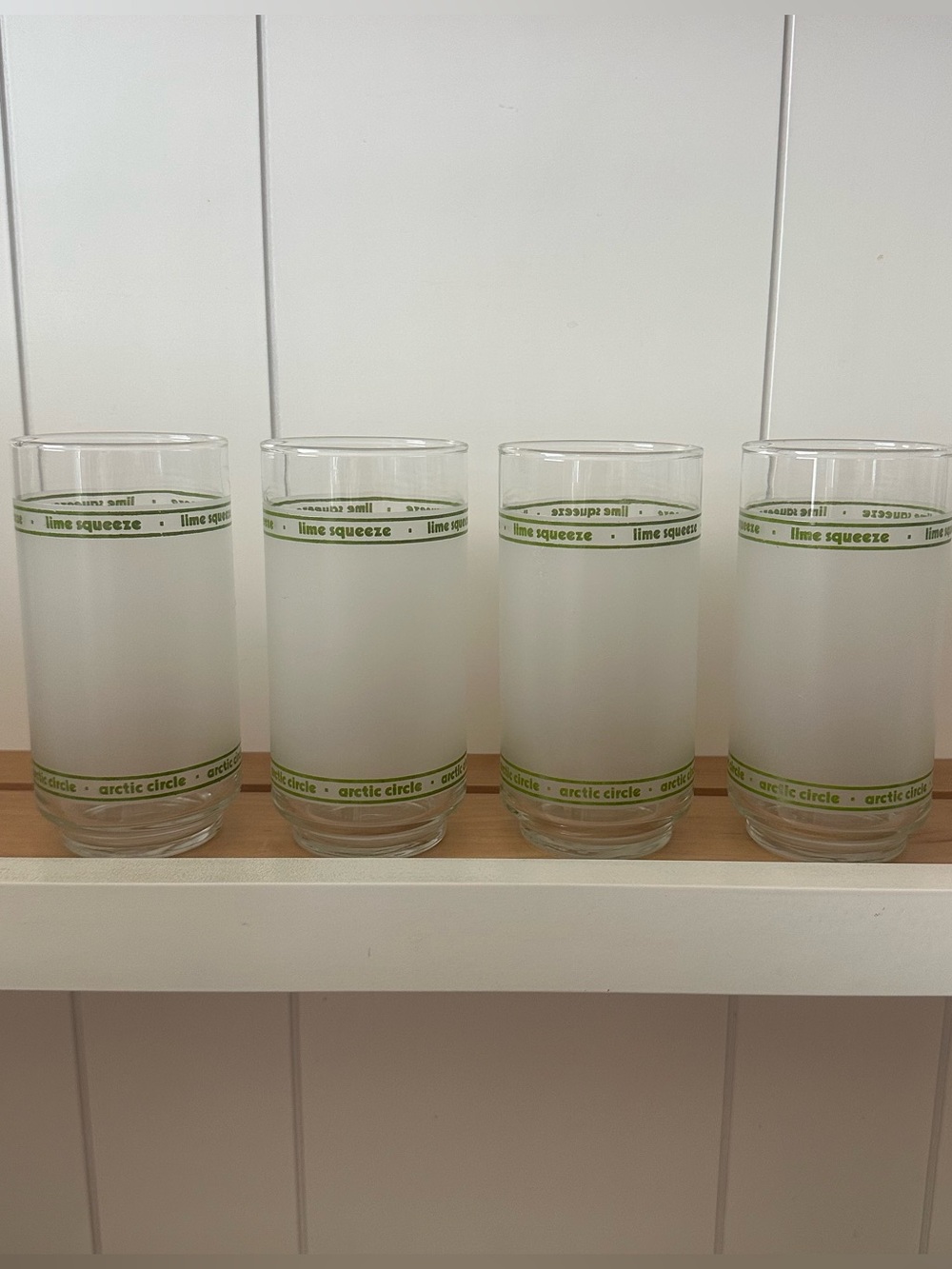 Vintage 1970’s Arctic Circle Lime Squeeze frosted Glass Tumblers - Set of 4